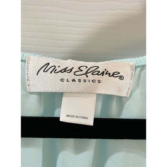 Miss Elaine Womens Nightgown Blue Embroidered Floral Short Sleeve Sz XL - Picture 3 of 7